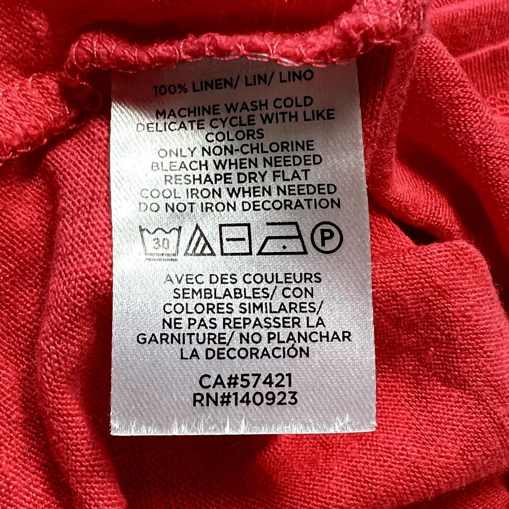 Ann Taylor LOFT Linen Ruffle Sleeve Cropped Tee Pink Womens Small - Picture 10 of 10